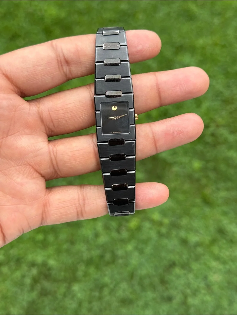 Movado Women's museum Square vintage met black swiss quarts  Watch